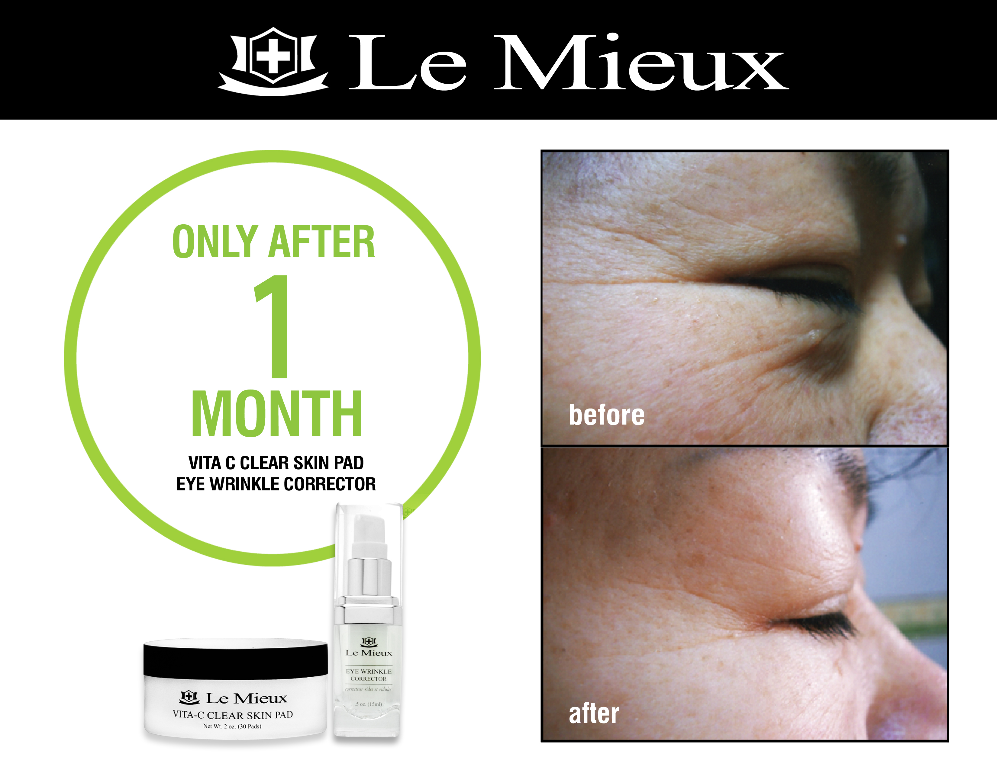 Eye Wrinkle Corrector + Vita C Clear Skin Pad